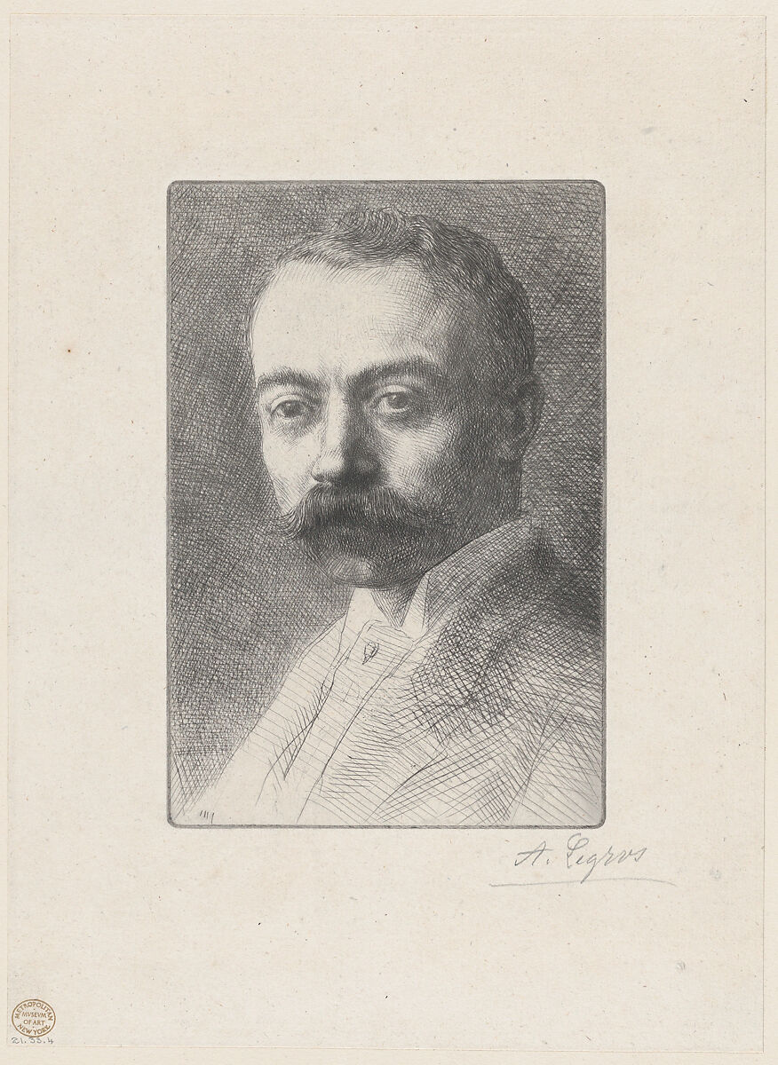 Portrait Head of Edward D. Adams, Alphonse Legros (French, Dijon 1837–1911 Watford, Hertfordshire), Etching and drypoint; second state 