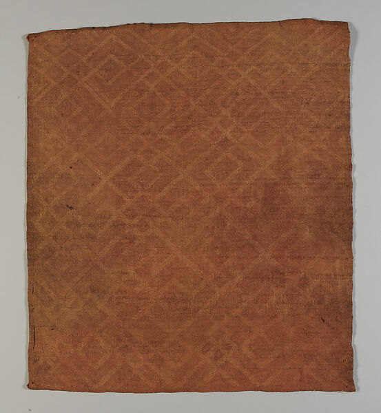 Man’s Prestige Cloth, Raffia palm fiber, cut-pile embroidery, natural dye, Kuba peoples, Shoowa group