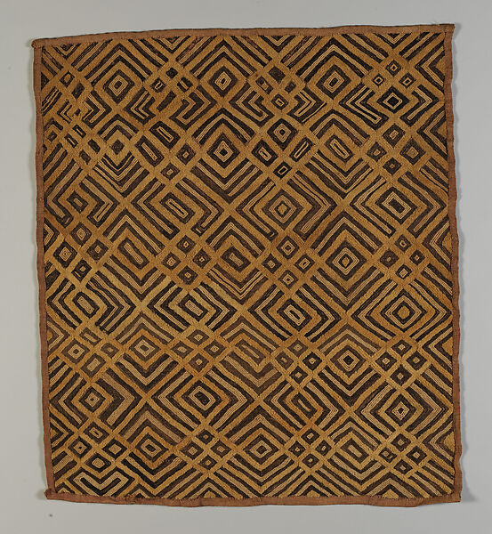 Man’s Prestige Cloth, Raffia palm fiber, cut-pile embroidery, natural dye, Kuba peoples, Shoowa group