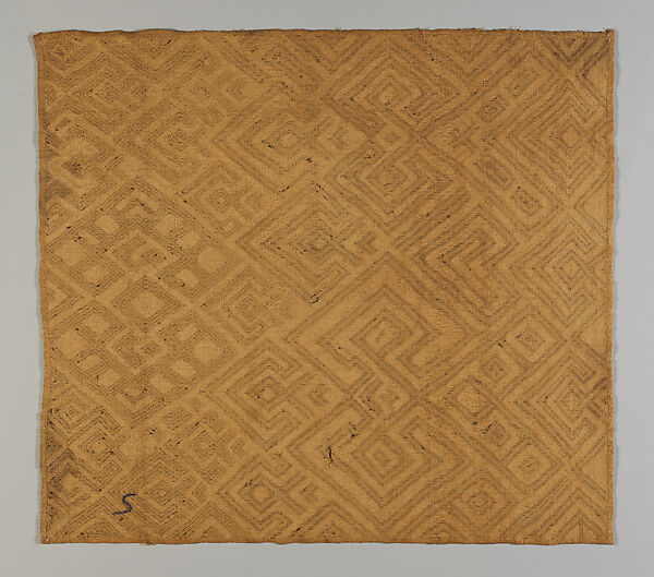 Man’s Prestige Cloth, Raffia palm fiber, cut-pile embroidery, natural dyes, Kuba peoples, Shoowa group