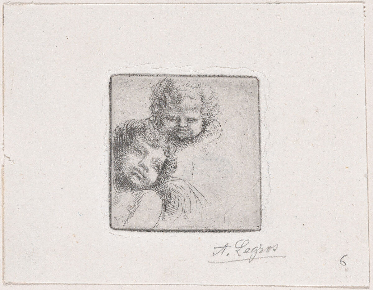 Sketch for Two Children's Heads, Alphonse Legros (French, Dijon 1837–1911 Watford, Hertfordshire), Etching 