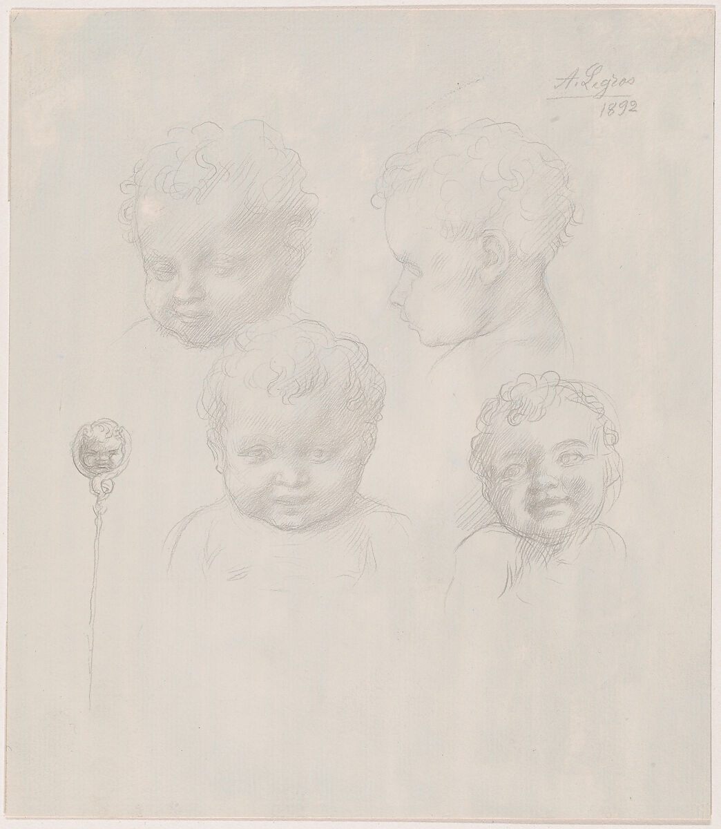 Sketch for Children's Heads, Alphonse Legros (French, Dijon 1837–1911 Watford, Hertfordshire), Goldpoint 