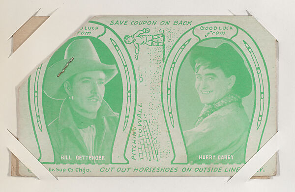 Bill Gettenger and Harry Carey from Western Cowboys Exhibits Novelty Star Designs (W435), Exhibit Supply Company, Commercial color photolithograph 