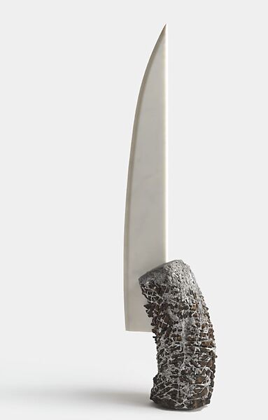 The Apollonian Sword, Jack Whitten (American, Bessemer, Alabama 1939–2018 New York), Marble, metal, lead, charred black mulberry wood 