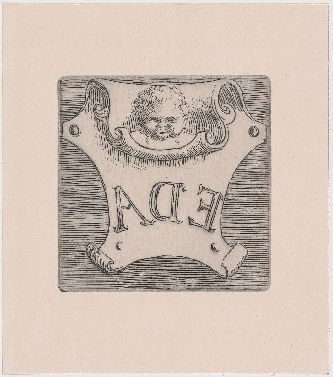 Impression from a name plate for Edward D. Adams, Alphonse Legros (French, Dijon 1837–1911 Watford, Hertfordshire), Etching 