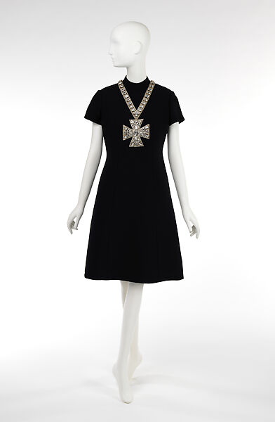 Dress, Norman Norell (American, Noblesville, Indiana 1900–1972 New York), wool, glass, metal, American 