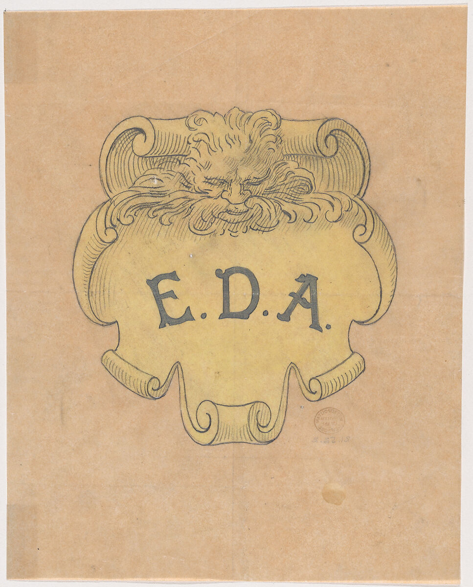 Study for a bronze name plate for Edward D. Adams, Alphonse Legros (French, Dijon 1837–1911 Watford, Hertfordshire), Graphite, watercolor, and ink on verso 