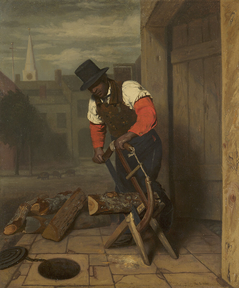 The Wood Sawyer, Charles E. Weir (American, 1823–1845), Oil on board, American 
