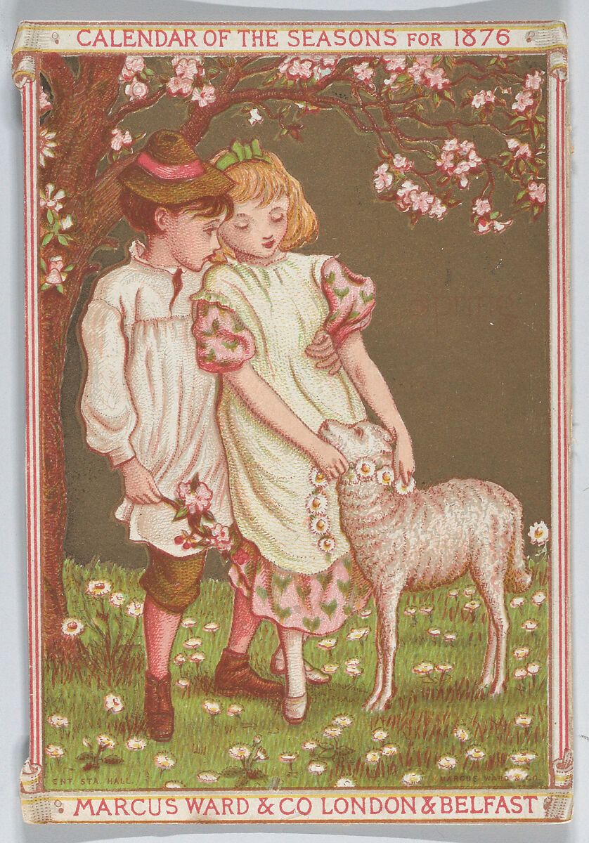 Valentine, Kate Greenaway (British, London 1846–1901 London), White card, chromolithography, gold lithography 