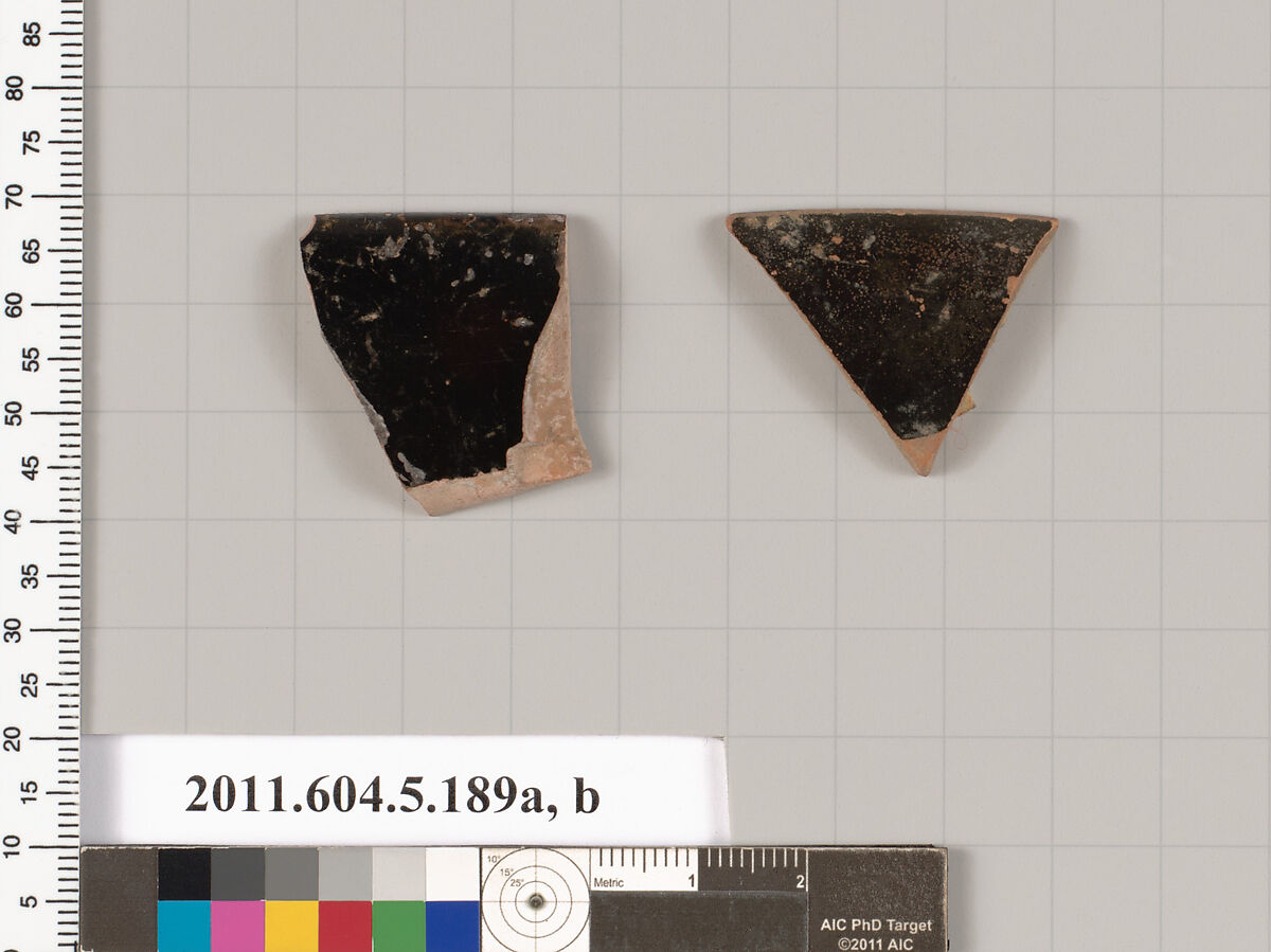 Terracotta rim fragments of kylikes (drinking cups), Terracotta, Greek, Attic 