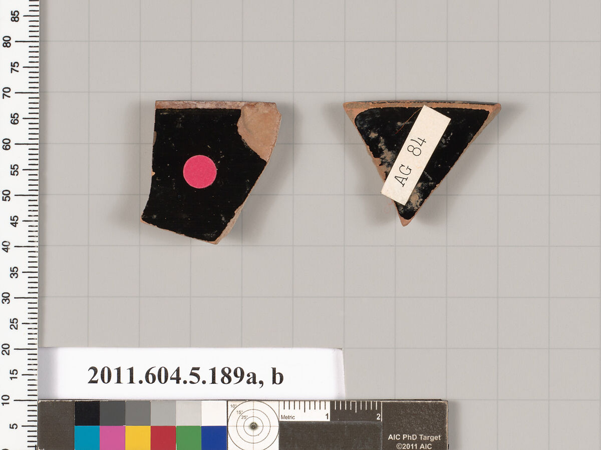 Terracotta rim fragments of kylikes (drinking cups), Terracotta, Greek, Attic