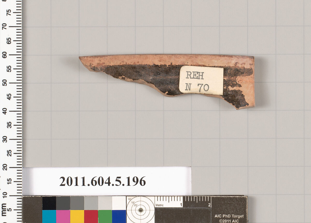 Terracotta rim fragment of a kylix (drinking cup), Terracotta, Greek, Attic