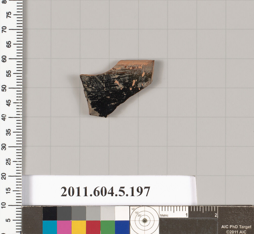 Terracotta rim fragment of a kylix (drinking cup), Terracotta, Greek, Attic