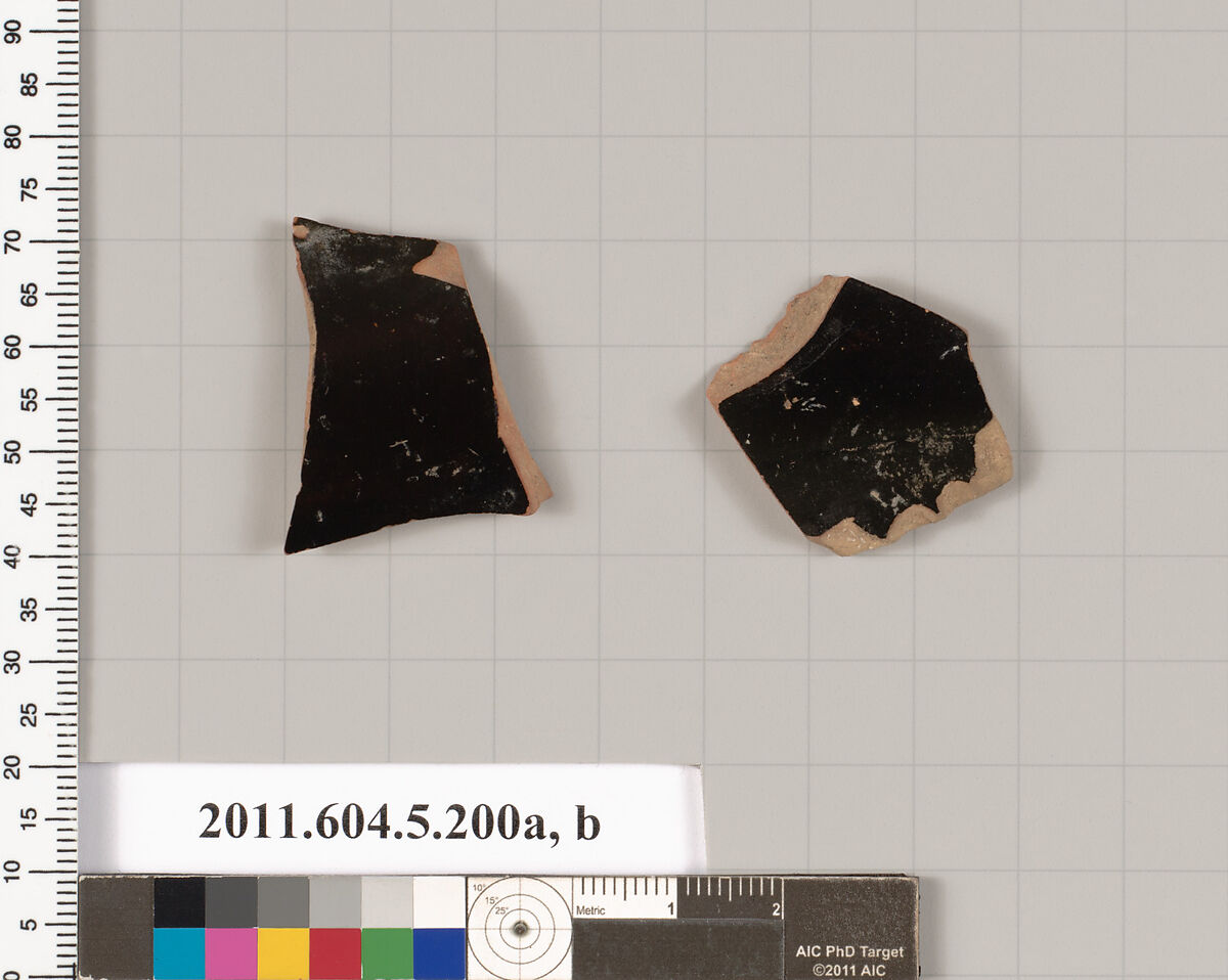 Terracotta fragments of kylikes (drinking cups), Terracotta, Greek, Attic