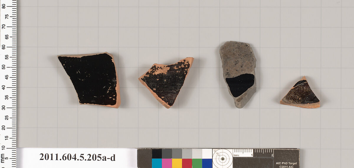 Terracotta fragments of kylikes (drinking cups), Terracotta, Greek, Attic