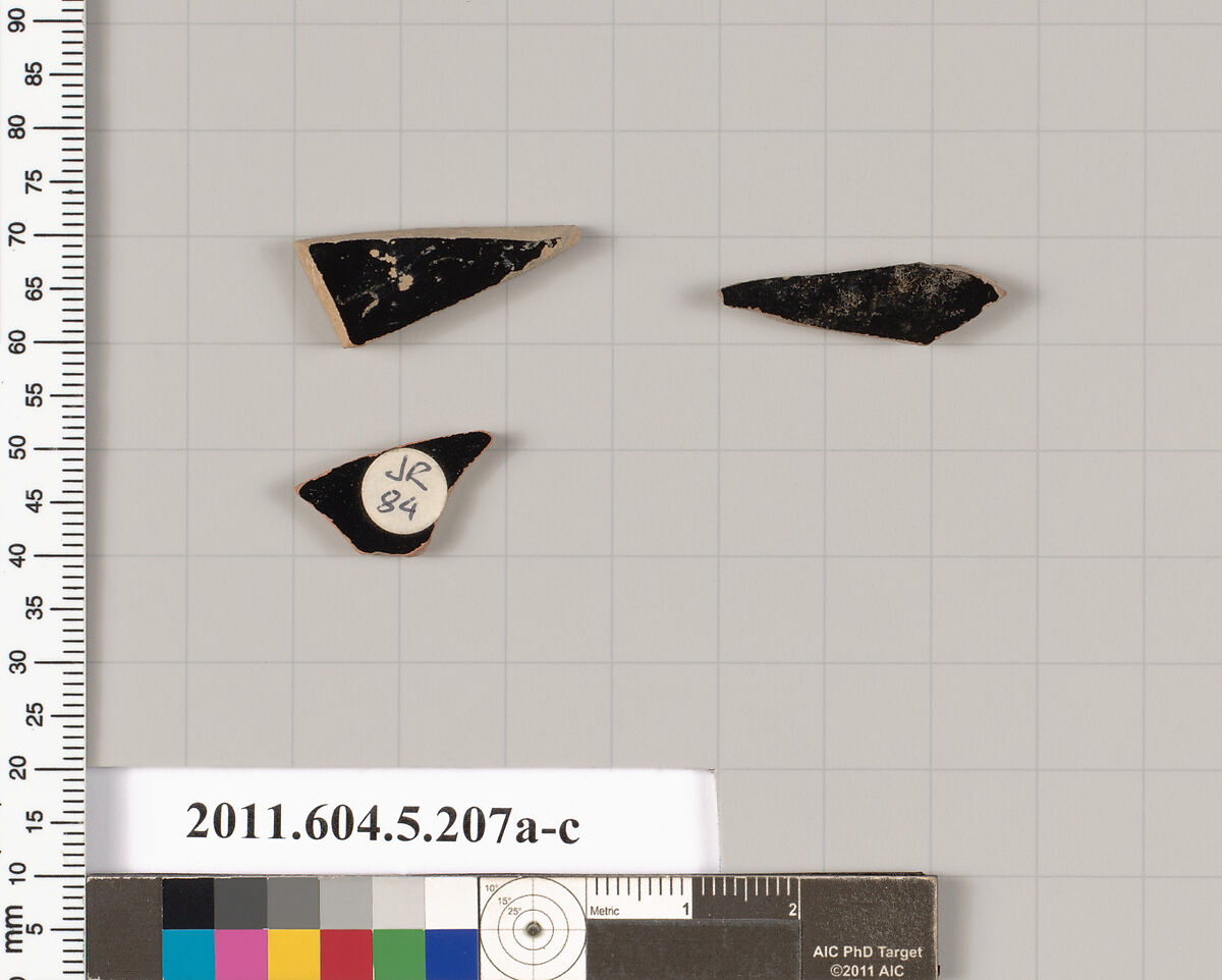 Terracotta fragments of kylikes (drinking cups), Terracotta, Greek, Attic