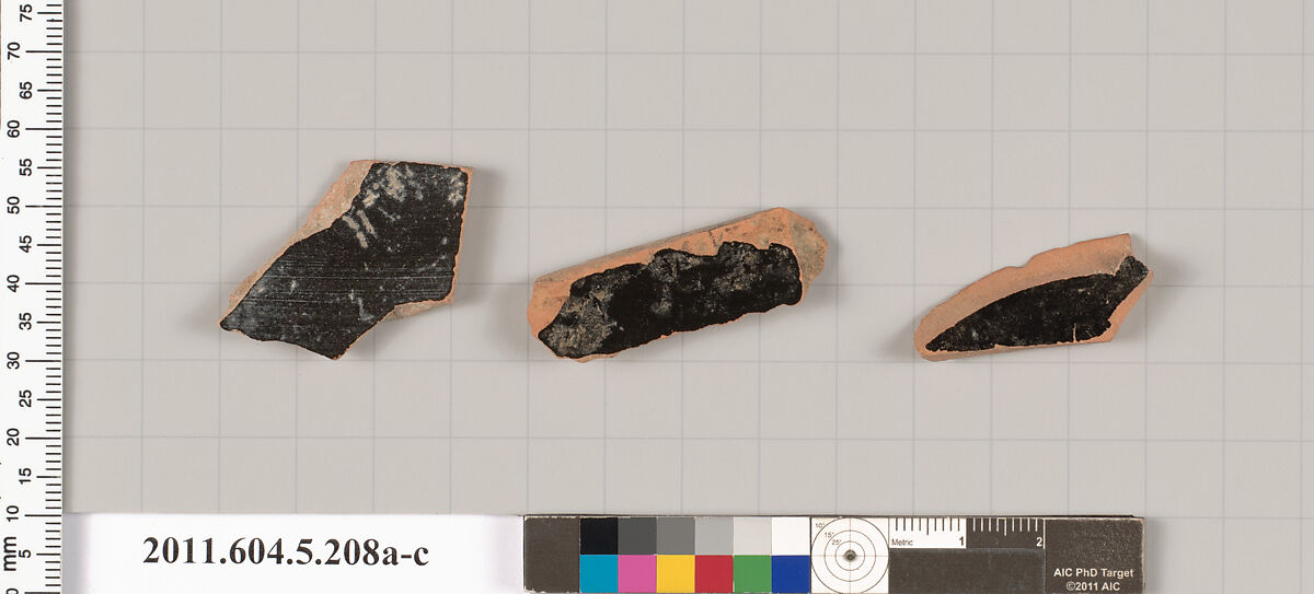 Terracotta fragments of kylikes (drinking cups), Terracotta, Greek, Attic