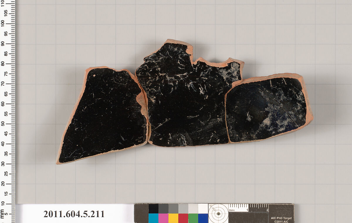 Terracotta fragment of a kylix (drinking cup), Terracotta, Greek, Attic