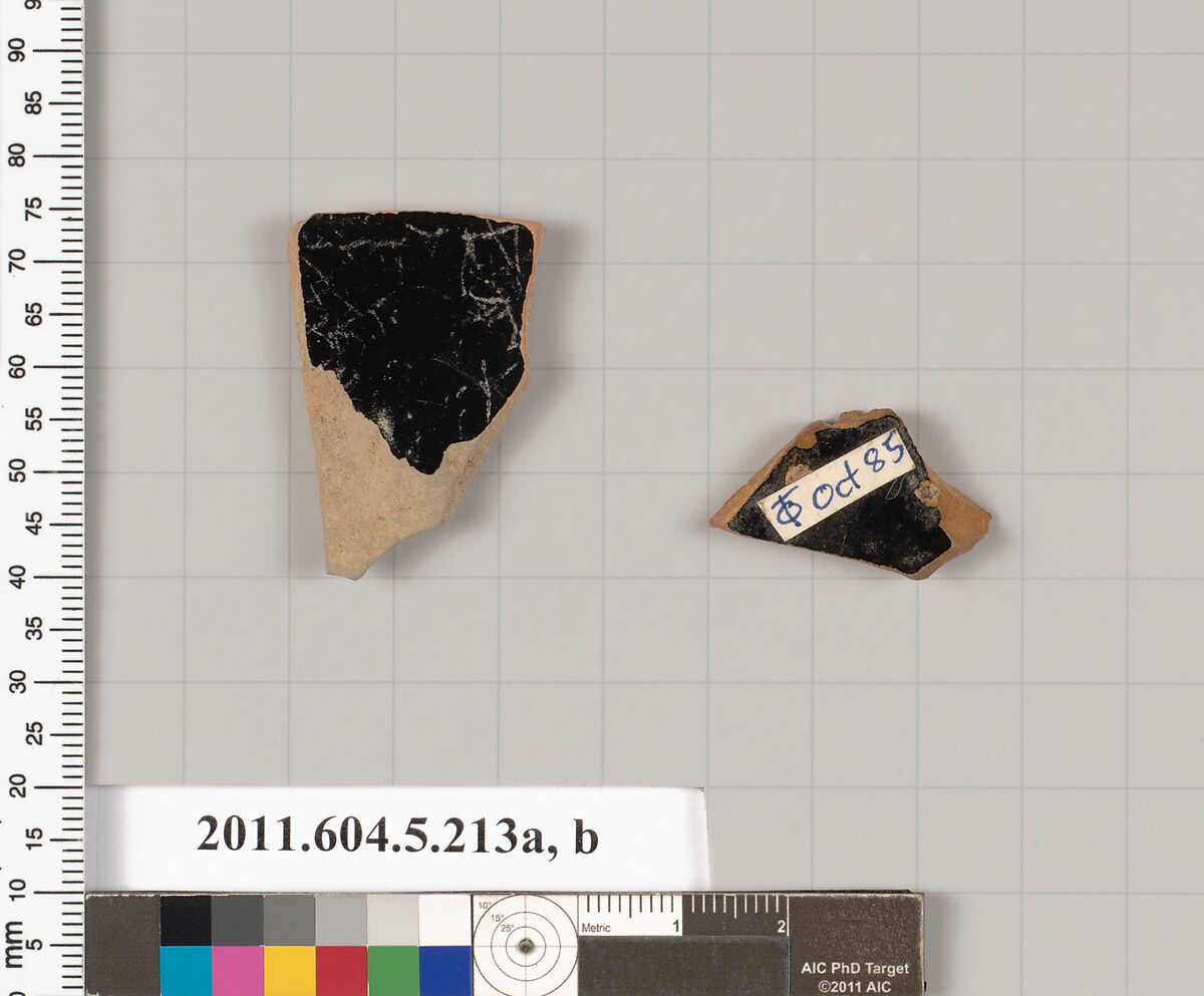 Terracotta fragment of kylikes (drinking cups), Terracotta, Greek, Attic
