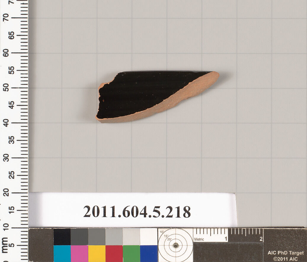 Terracotta rim fragment of a kylix (drinking cup), Terracotta, Greek, Attic