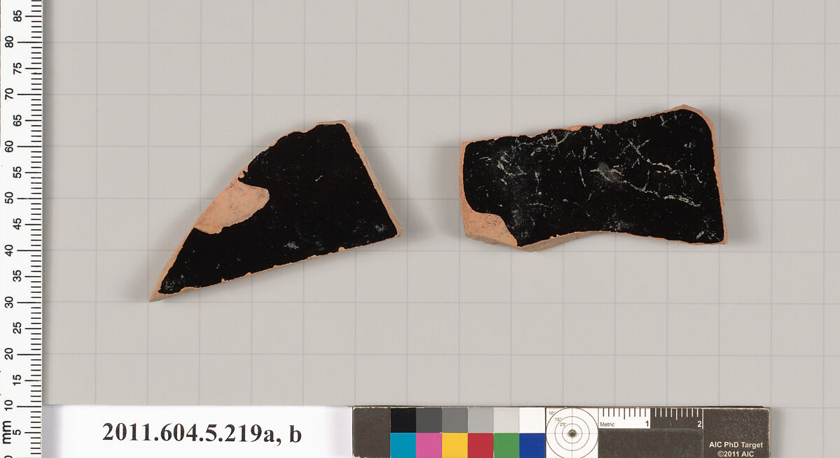 Terracotta fragments of kylikes (drinking cups), Terracotta, Greek, Attic