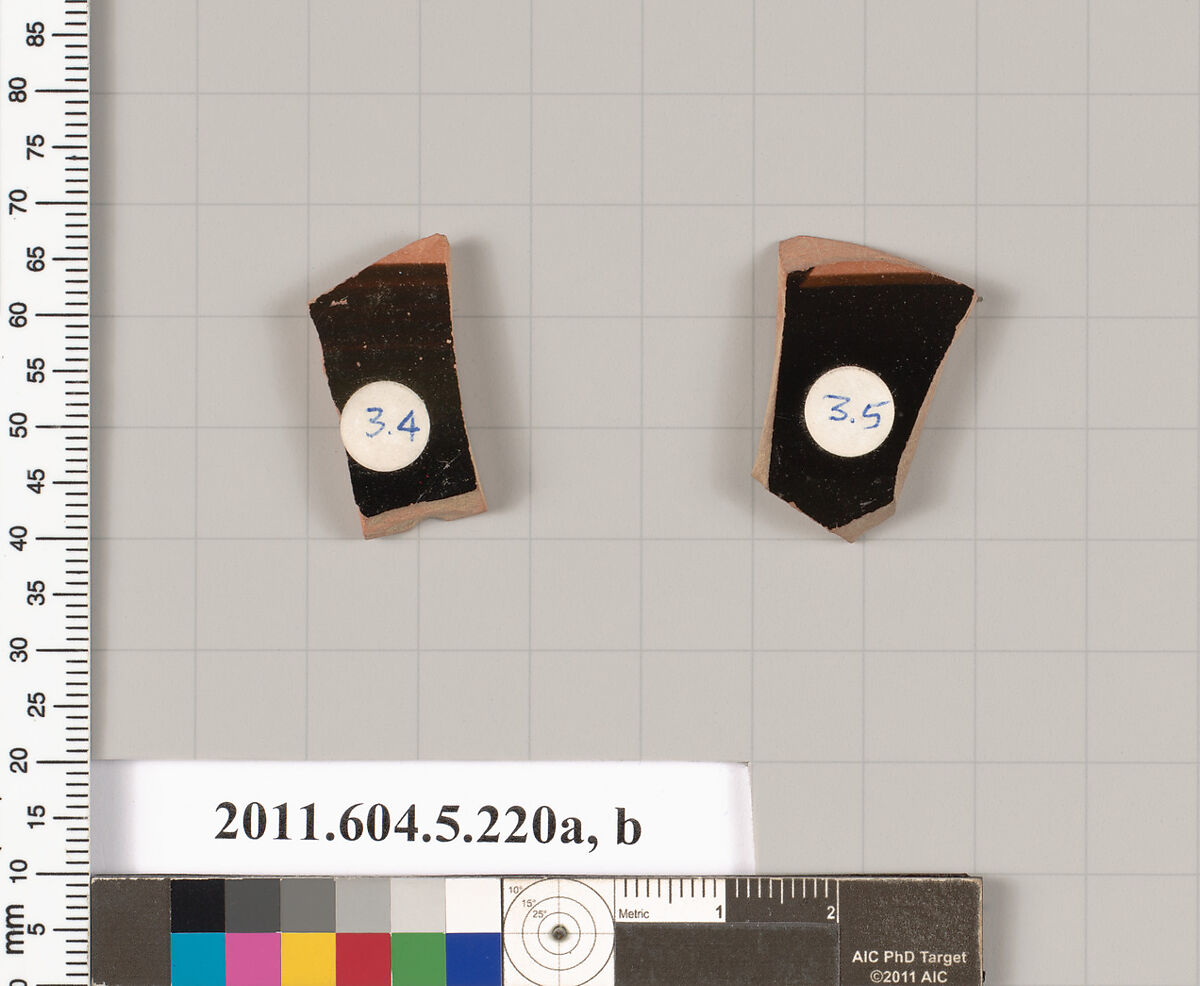 Terracotta fragments of kylikes (drinking cups), Terracotta, Greek, Attic