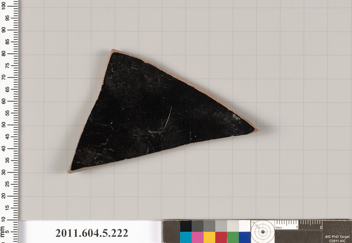 Terracotta fragment of a kylix (drinking cup), Terracotta, Greek, Attic