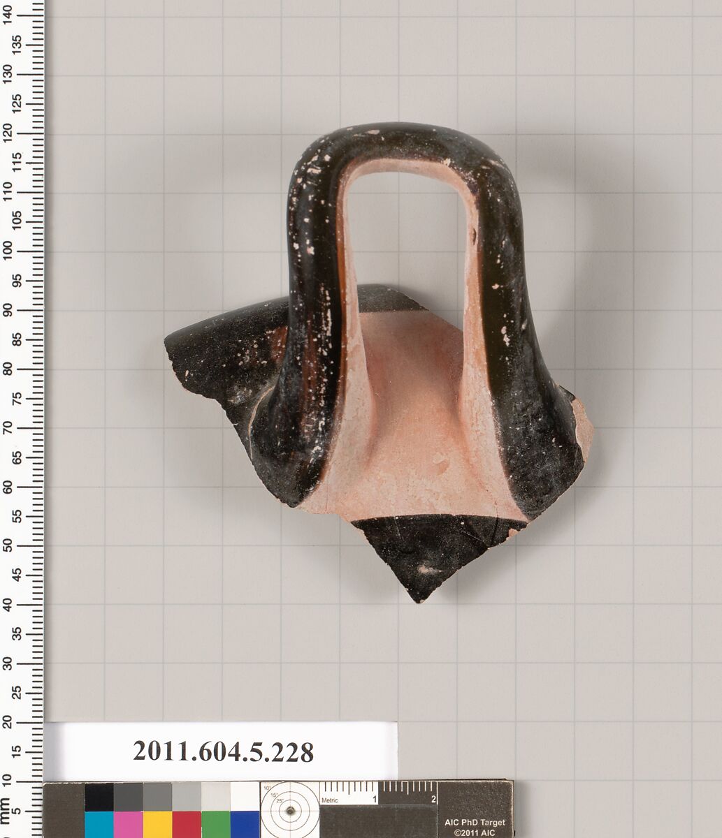 Terracotta rim fragment of a kylix (drinking cup), Terracotta, Greek, Attic 