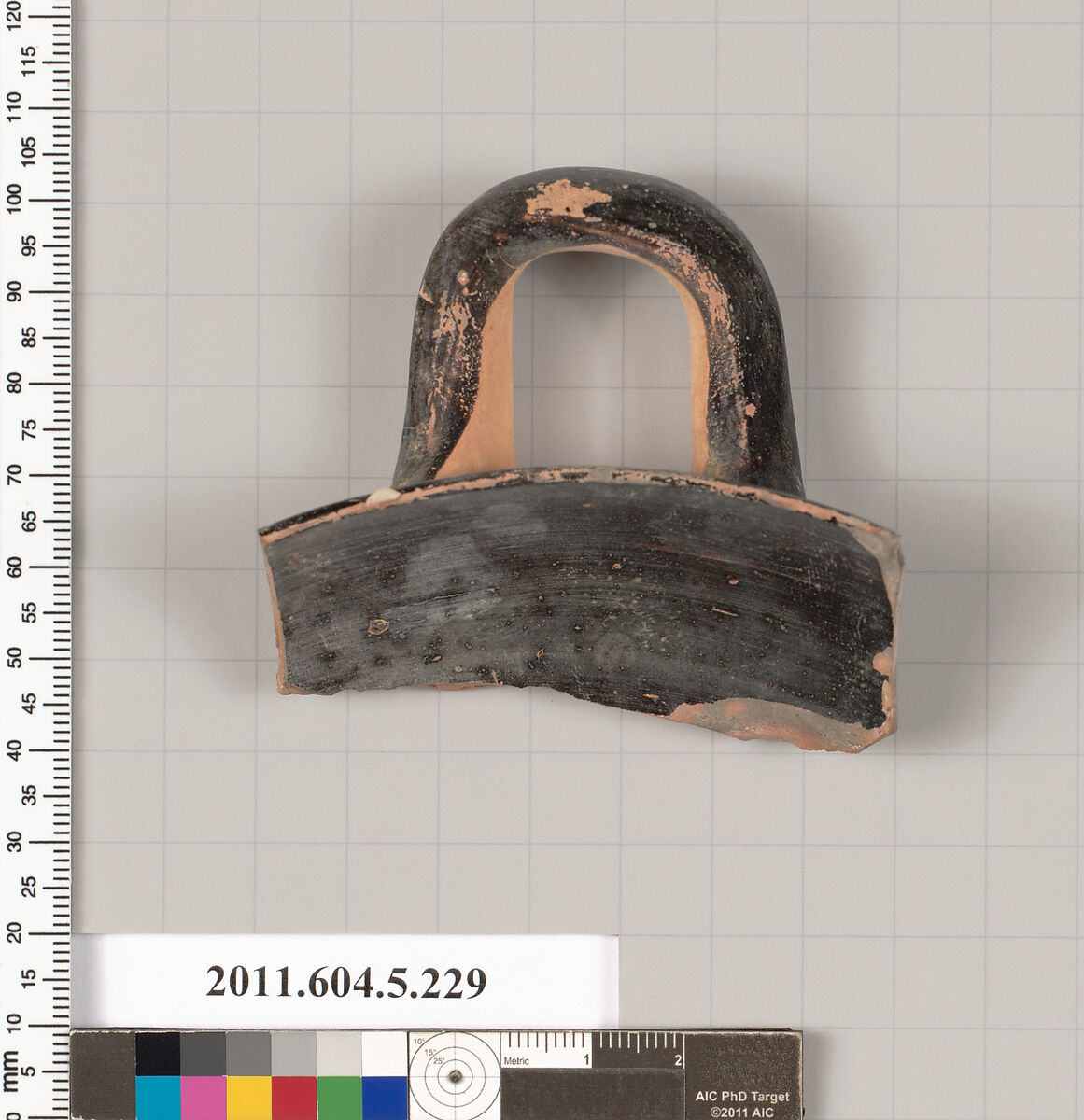 Terracotta rim fragment of a kylix (drinking cup), Terracotta, Greek, Attic