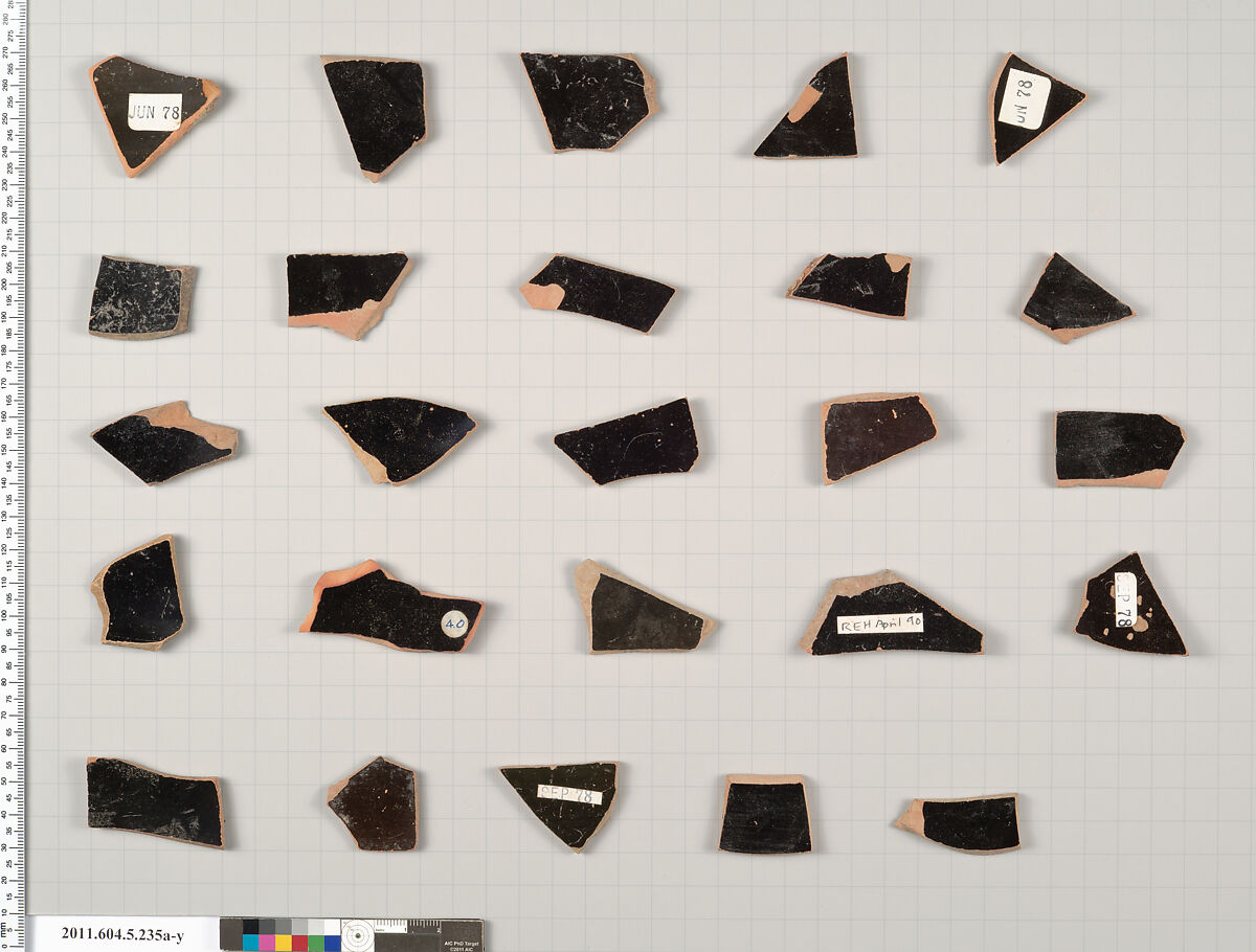 Terracotta fragments of kylikes (drinking cups), Terracotta, Greek, Attic