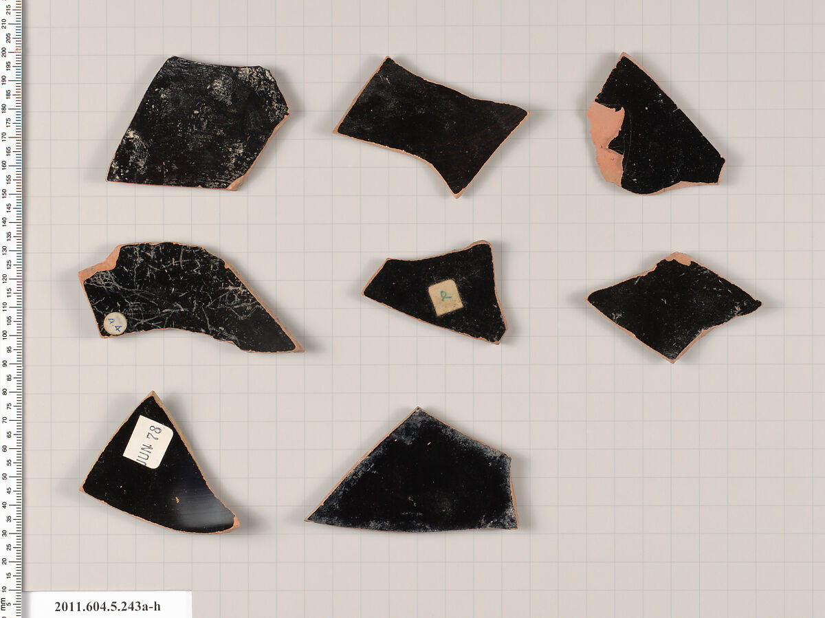 Terracotta fragments of kylikes (drinking cups), Terracotta, Greek, Attic