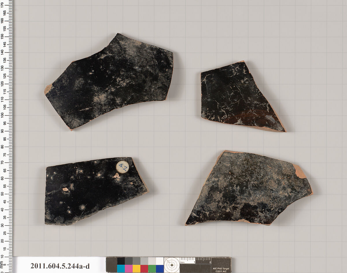 Terracotta fragments of kylikes (drinking cups), Terracotta, Greek, Attic