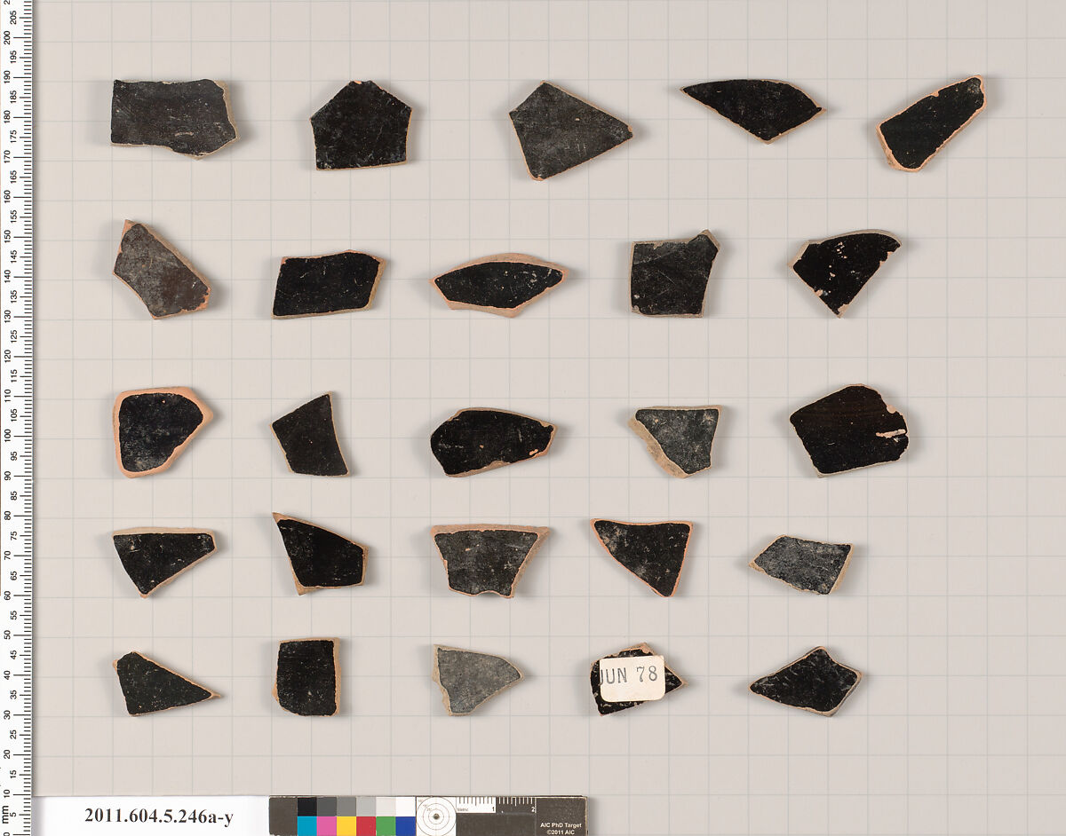 Terracotta fragments of kylikes (drinking cups), Terracotta, Greek, Attic