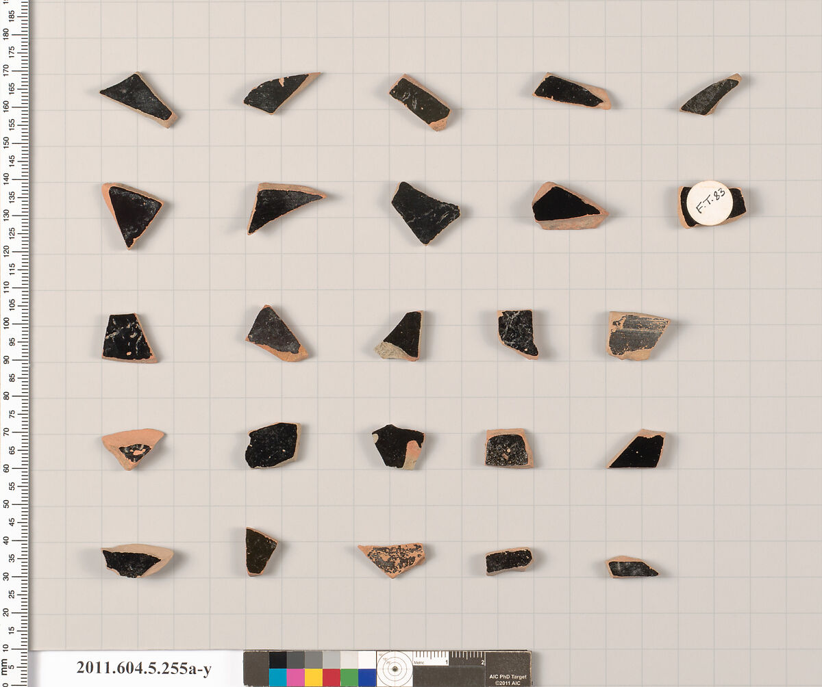 Terracotta fragments of kylikes (drinking cups), Terracotta, Greek, Attic