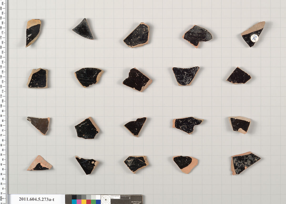 Terracotta fragments of kylikes (drinking cups), Terracotta, Greek, Attic