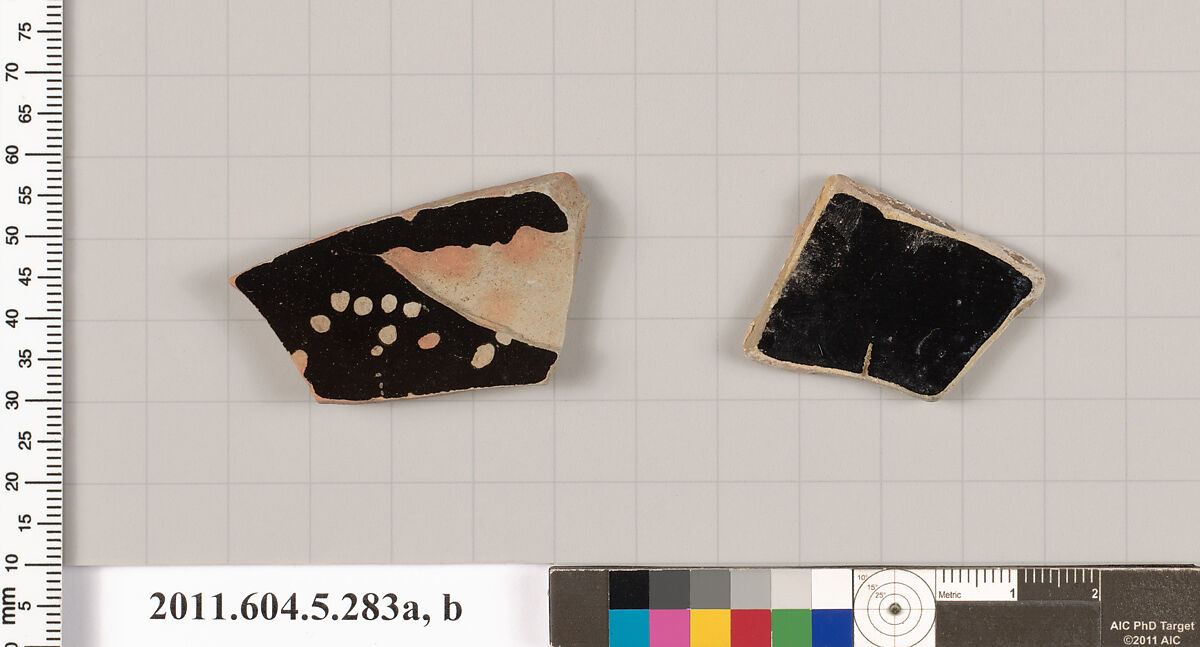 Terracotta fragments of kylikes (drinking cups), Terracotta, Greek, Attic