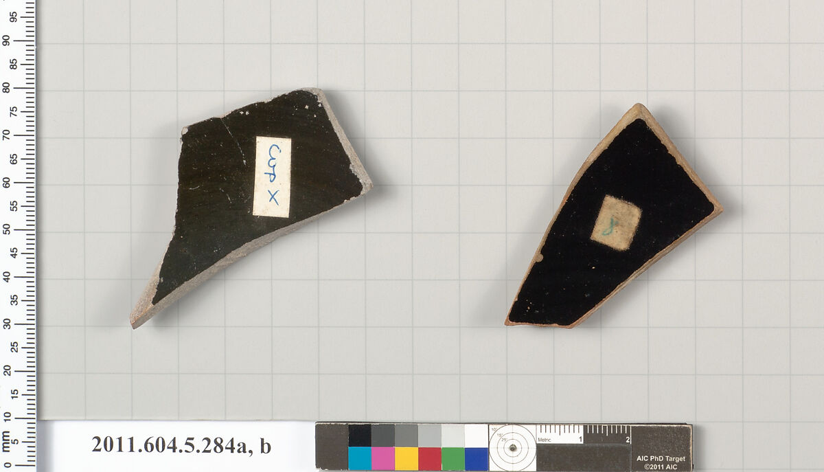 Terracotta fragments of kylikes (drinking cups), Terracotta, Greek, Attic