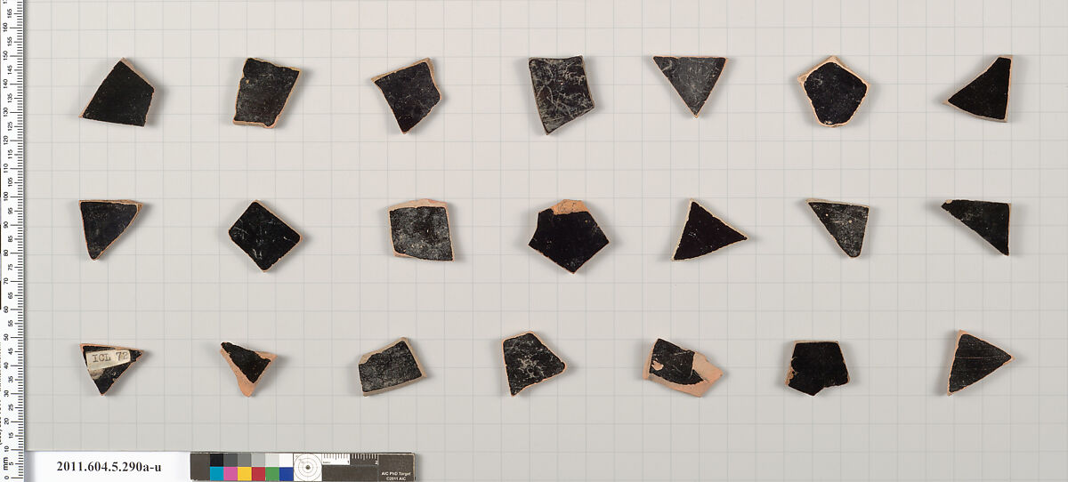 Terracotta fragments of kylikes (drinking cups), Terracotta, Greek, Attic