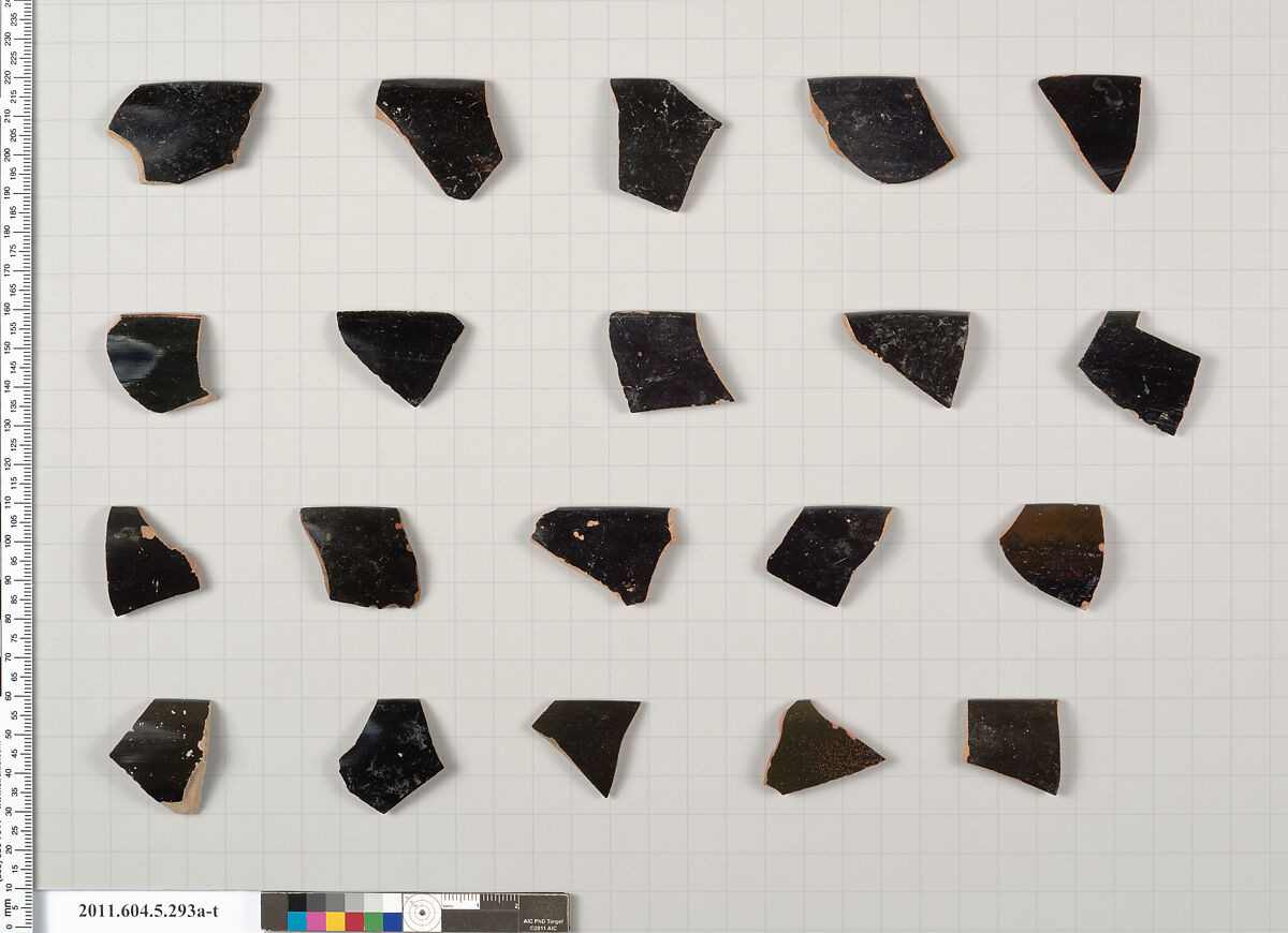 Terracotta rim fragments of kylikes (drinking cups), Terracotta, Greek, Attic