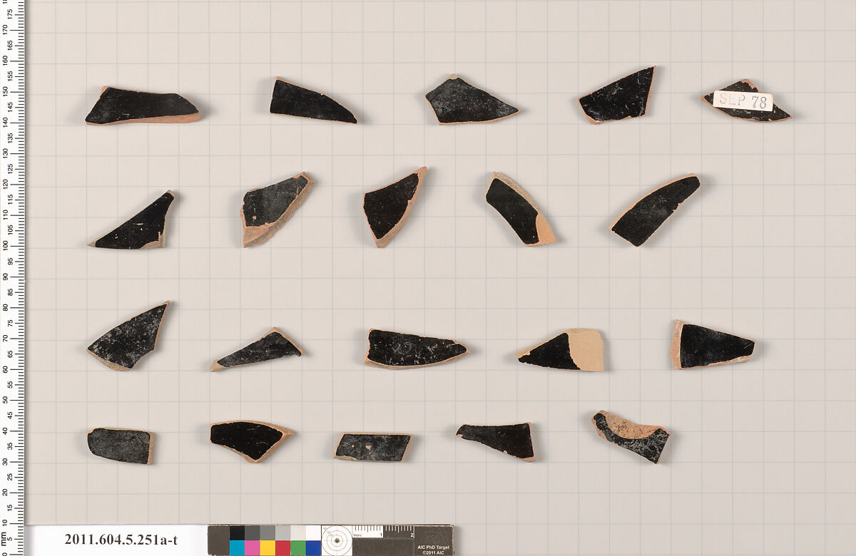 Terracotta fragments of kylikes (drinking cups), Terracotta, Greek, Attic
