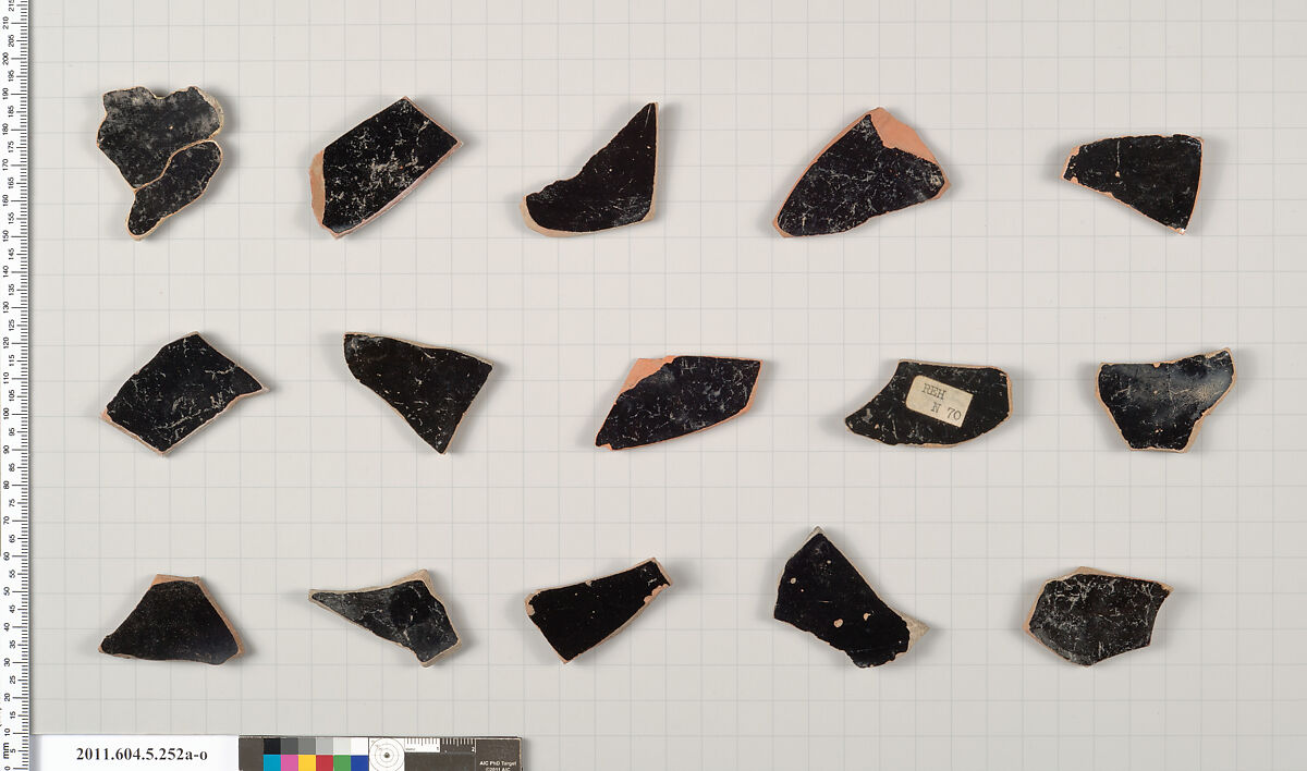 Terracotta fragments of kylikes (drinking cups), Terracotta, Greek, Attic