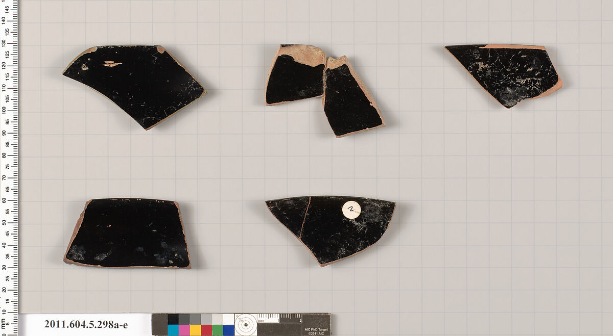 Terracotta rim fragments of kylikes (drinking cups), Terracotta, Greek, Attic