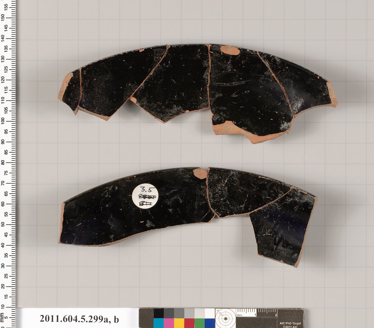 Terracotta rim fragments of kylikes (drinking cups), Terracotta, Greek, Attic