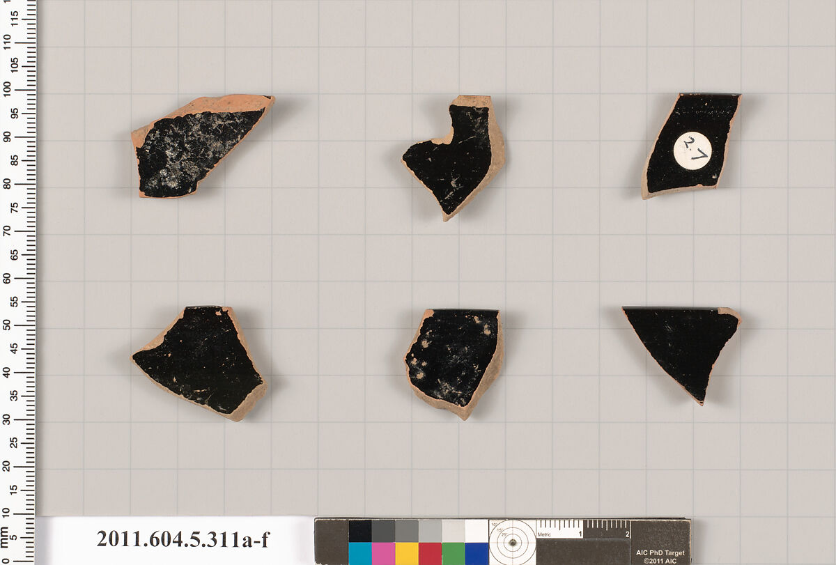 Terracotta rim fragments of kylikes (drinking cups), Terracotta, Greek, Attic