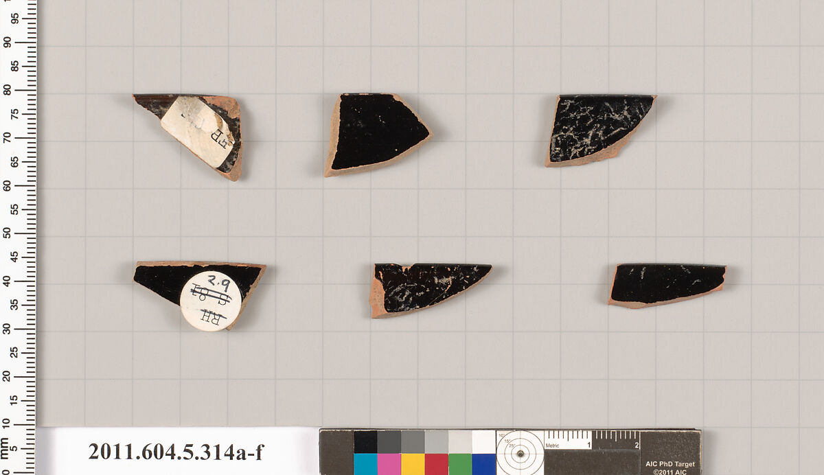Terracotta rim fragments of kylikes (drinking cups), Terracotta, Greek, Attic