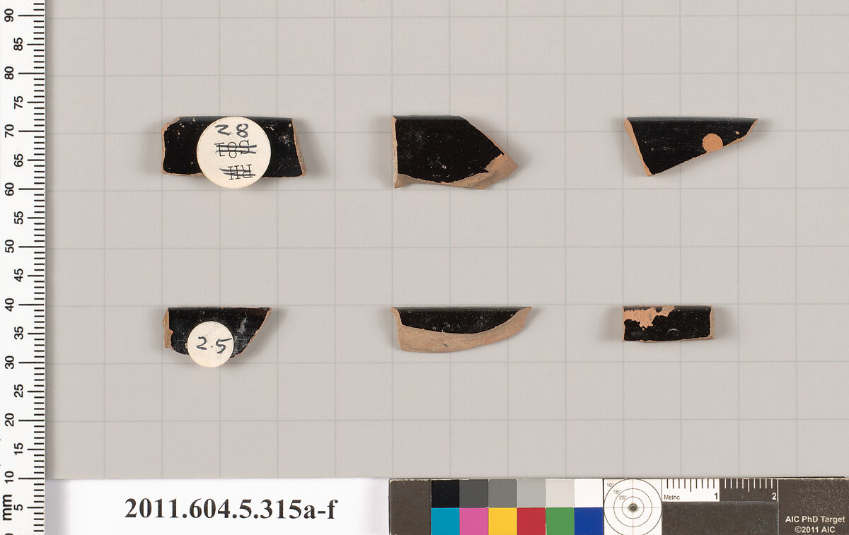 Terracotta rim fragments of kylikes (drinking cups), Terracotta, Greek, Attic