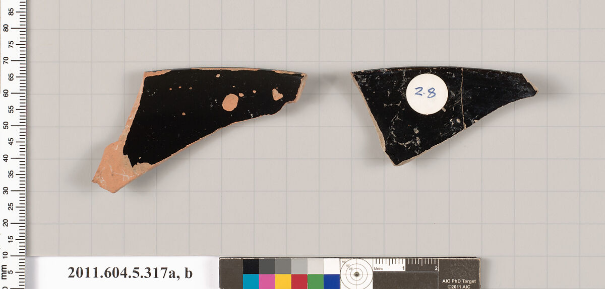 Terracotta rim fragments of kylikes (drinking cups), Terracotta, Greek, Attic