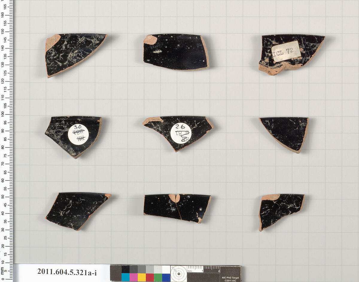 Terracotta rim fragments of kylikes (drinking cups), Terracotta, Greek, Attic