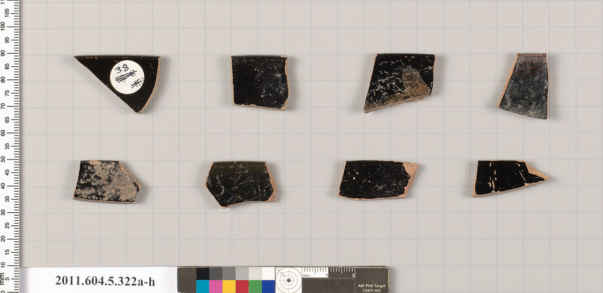 Terracotta rim fragments of kylikes (drinking cups), Terracotta, Greek, Attic