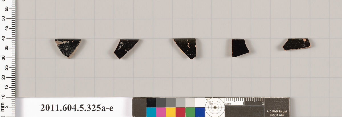 Terracotta rim fragments of kylikes (drinking cups), Terracotta, Greek, Attic